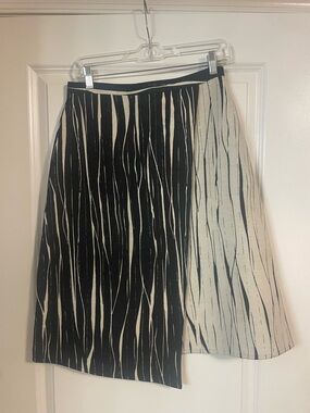 Raoul Black and White Paneled Midi Skirt